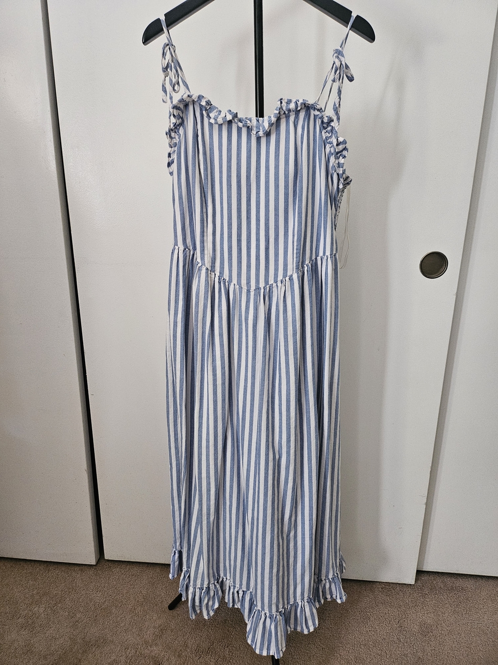 Blue and White Striped Maxi Sundress